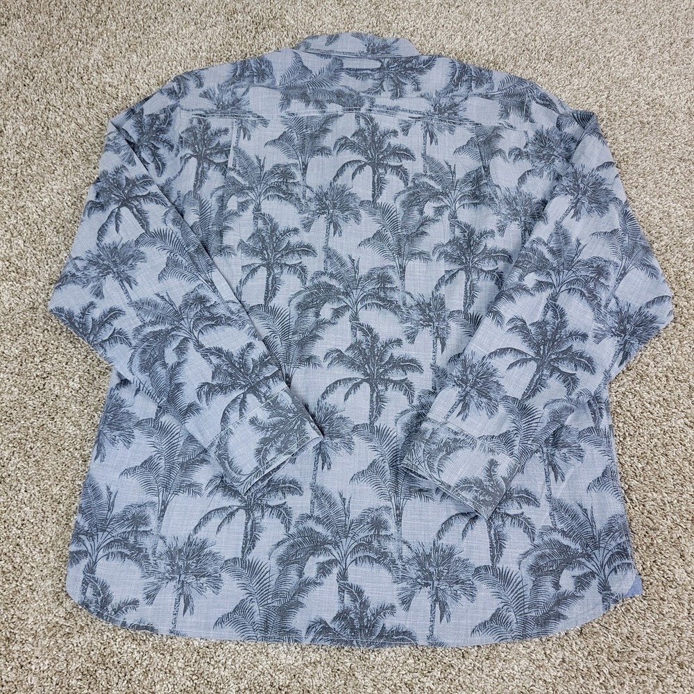 Tommy Bahama Mens‎ Large Gray AOP Floral Button Up Long Sleeve 2 Pocket - Picture 3 of 7